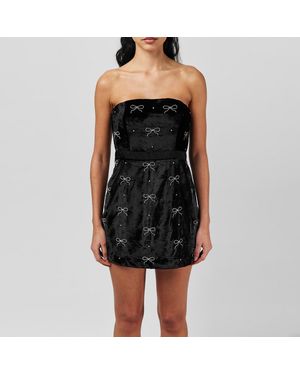 LoveShackFancy Rinwell Rhinestone Bow Dress - Black