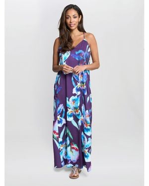 Gina Bacconi Genny Floral Print Maxi Dress - Blue