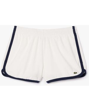 Lacoste Cotton Terry Contrast Accent Shorts - White