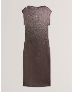 Ted Baker Metallic Bodycon Dress - Brown