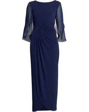 Gina Bacconi Iulia Jersey And Chiffon Wrap Dress - Blue
