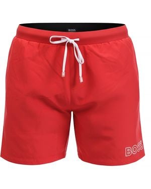 BOSS Starfish Bm Logo Swim Shorts - Red