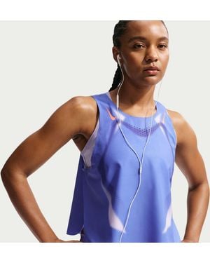 Nike Aeroswift Dri-Fit Adv Cropped Running Tank Top - Blue