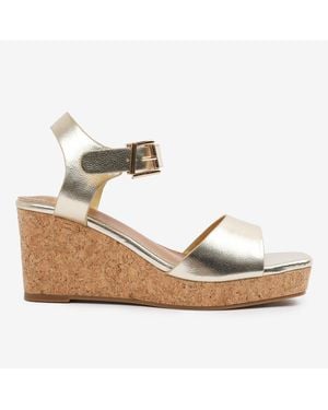 Where's That From Goldpu Giselle Wide-Fit Wedge Sandals With Buckle - Metallic