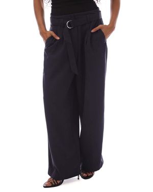 GANT Wide Cropped Belted Trousers - Black