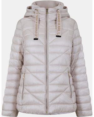 KARL LAGERFELD Logo Tape Puff Short Puffer Jacket - Grey