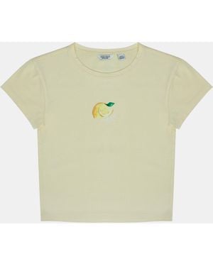 Jack Wills Graphic Cotton Short Sleeve Crew Neck Print Crop Top - Green
