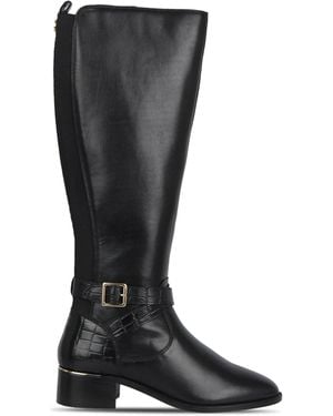 Biba Leather Croc Knee High Boot - Black