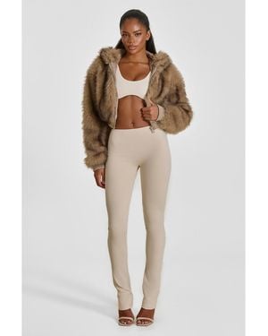 Mars the Label Monroe Faux Fur Cropped Hooded Teddy Coat - Natural