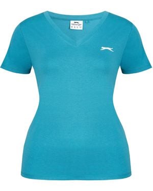 Slazenger 1881 Ladies V Neck Tee Shirt - Blue