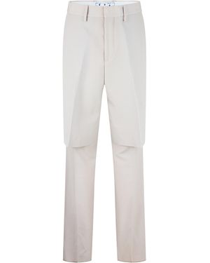 Off-White c/o Virgil Abloh Double Layer Straight Trousers With Unique Detailing - Grey