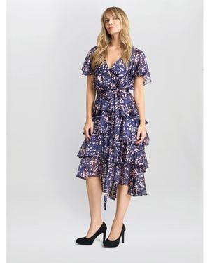 Gina Bacconi Lottie Elastic Waist Tiered Dress - Blue