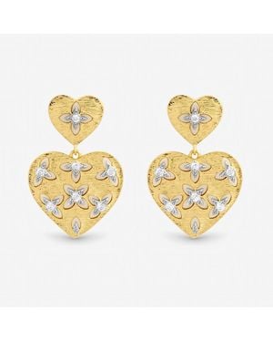 Jon Richard Two Tone Clover Cut Out Heart Earrings - Metallic