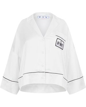 Off-White c/o Virgil Abloh Satin Pyjama Crop Shirt - White
