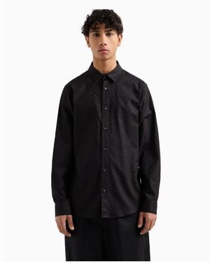 ARMANI EXCHANGE Long Sleeve Patterned Shirt - Black