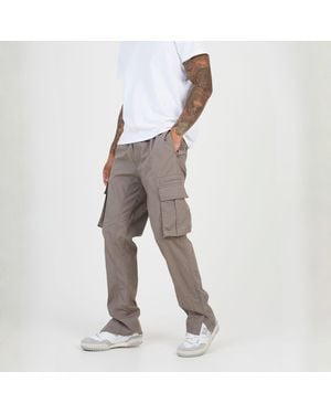 Brave Soul Poplin Turner Cargo Trousers With Pockets - Grey
