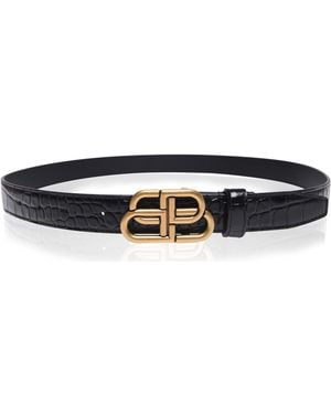 Balenciaga Bb Thin Croc Belt - Blue
