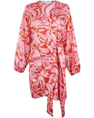 Never Fully Dressed Mini Vienna Swirl Wrap Dress - Red