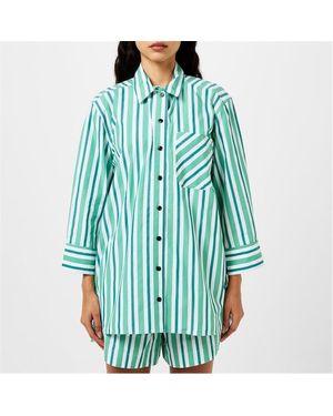 Ganni Stripe Shirt Ld42 - Blue