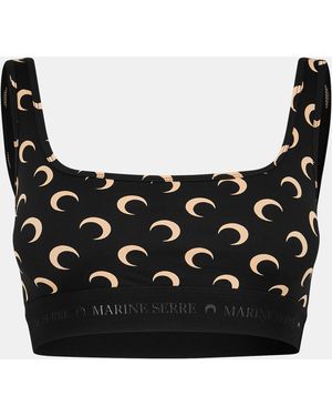 Marine Serre Jersey Bralettes - Black