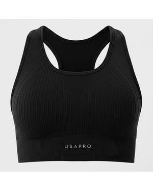 Usa Pro Core Seamless Crop Sports Bra - Black