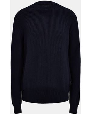 Replay Fisherman Cotton Crew Neck Jumper - Blue