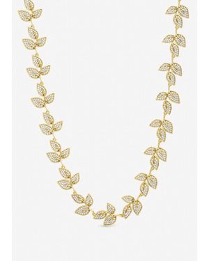 Jon Richard Plated And Cubic Zirconia Leaf Necklace - Metallic