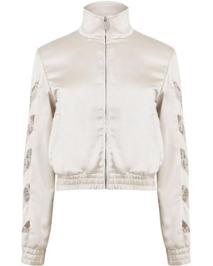 Off-White c/o Virgil Abloh Diagonals Lace Satin Track Jacket - White