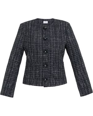 Gina Bacconi Alisson Tweed Knitted Button Front Jacket - Blue