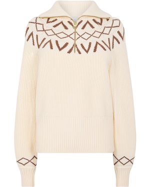 Varley Sigrid Ribbed-Knit Half-Zip Jumper - Natural