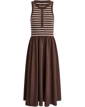 DKNY Jeans Rib Henley Tank Dress W/ Poplin Skirt - Brown