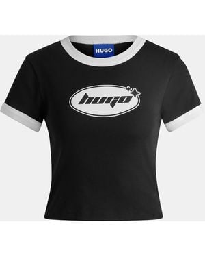 HUGO Dalia Baby Ringer T Shirt - Black