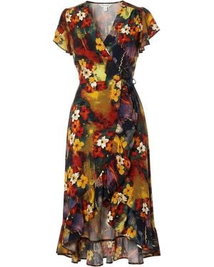 AX Paris Floral Print Frill Hem Wrap Midi Dress - Multicolour