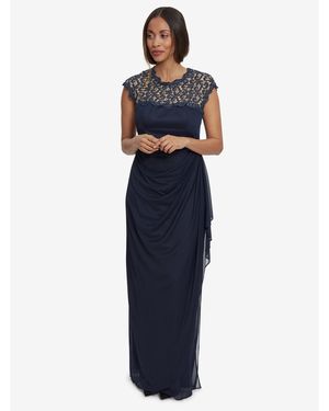 Gina Bacconi Eleanor Maxi Mesh Dress With Cutout Back - Blue
