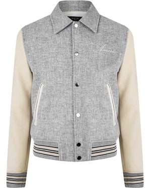 Amiri Bones Wool Long Sleeve Varsity Jacket - Grey