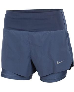 Nike Dri-Fit Swift Mid-Rise 3 2-In-1 Running Shorts With Pockets - Blue