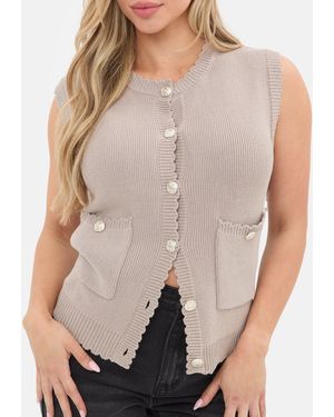 I Saw It First Statement Button Knitted Vest - Grey