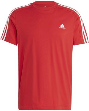 adidas Essentials Single Jersey 3-Stripes T-Shirt - Red