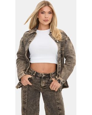 I Saw It First Washed Denim Shirt - Grey