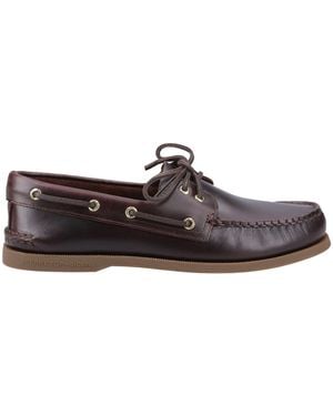 Sperry Top-Sider Authentic 2 Eye Leather Boat Shoes - Brown