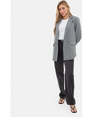 I Saw It First Soft Woven Long Sleeve Blazer - Grey