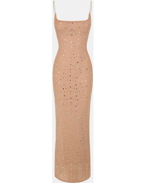 Missy Empire Rhinestone Embellished Mesh Maxi Dress - Natural