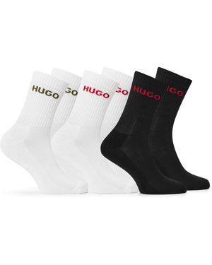 HUGO Ribbed Logo 6-Pack Crew Socks - Multicolour