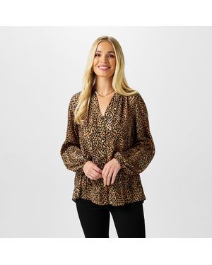 Biba Button Through Blouse - Brown