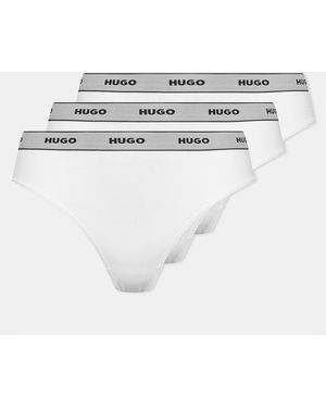 HUGO 3 Pack Stripe Thong - White