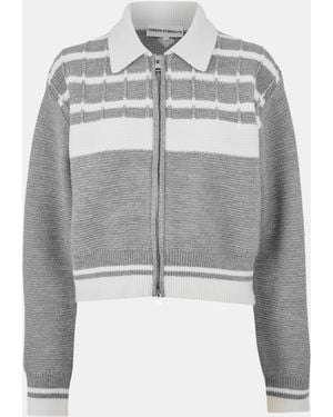 The Couture Club Emblem Zip Crew Neck Jumper - Grey
