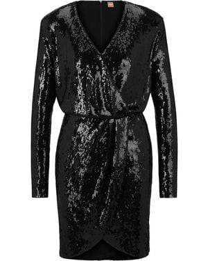 BOSS Epalleta Dress With Sequin Embellishment - Black
