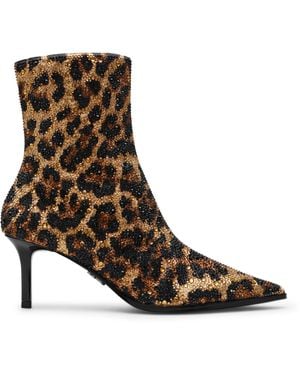 Steve Madden Leopard Patterned Ankle Stiletto Heel Boots - Brown