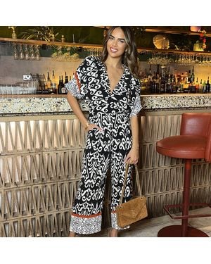AX Paris And Cream V-Neck Jumpsuit - Metallic
