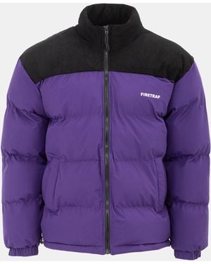 Firetrap Full Zip Funnel Neck Long Sleeve Puffer Jacket - Purple